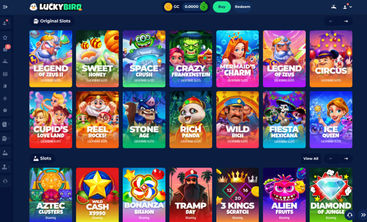 LuckyBird sweepstakes casino homepage